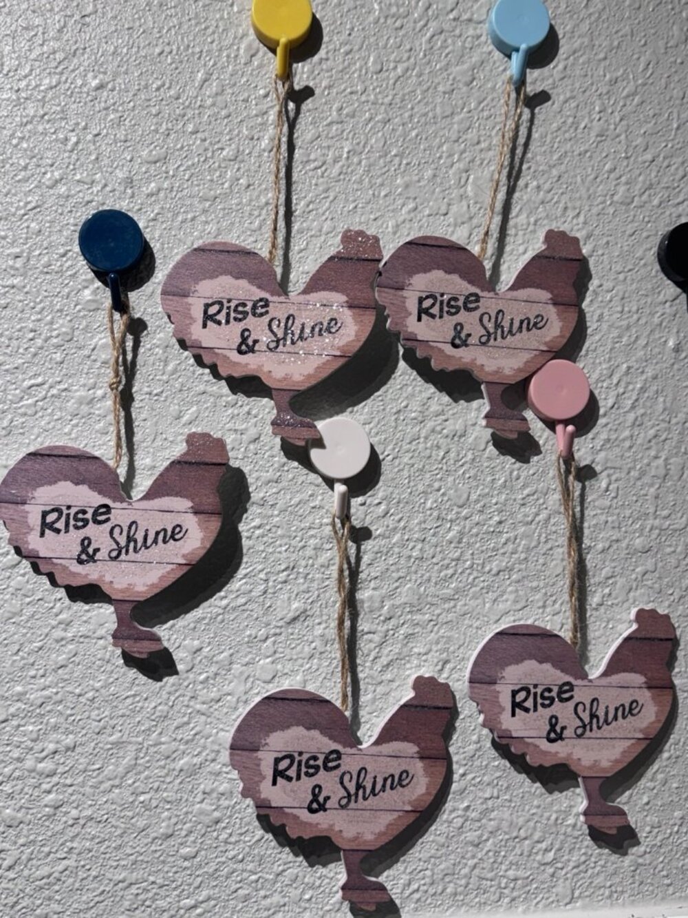 Kurt S. Adler “Rise & Shine” Rooster Hanging Decoration/Ornament - Set of 5